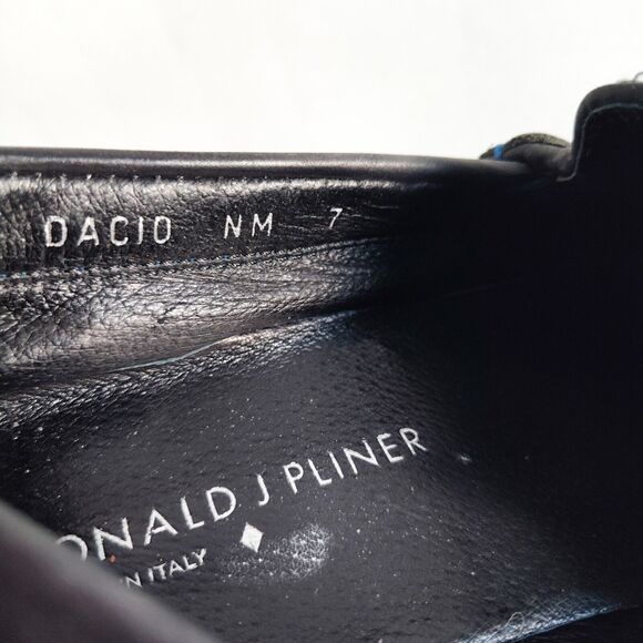 Donald J Pliner Leather Sole Nylon Loafers Black Royal Blue Mens 7M Italy Dacio - Picture 11 of 13